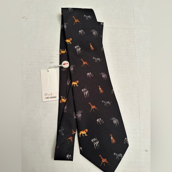 NWT Into Africa Men’s Animal Print Handmade Neck Tie Polyester African Animals - Picture 3 of 6